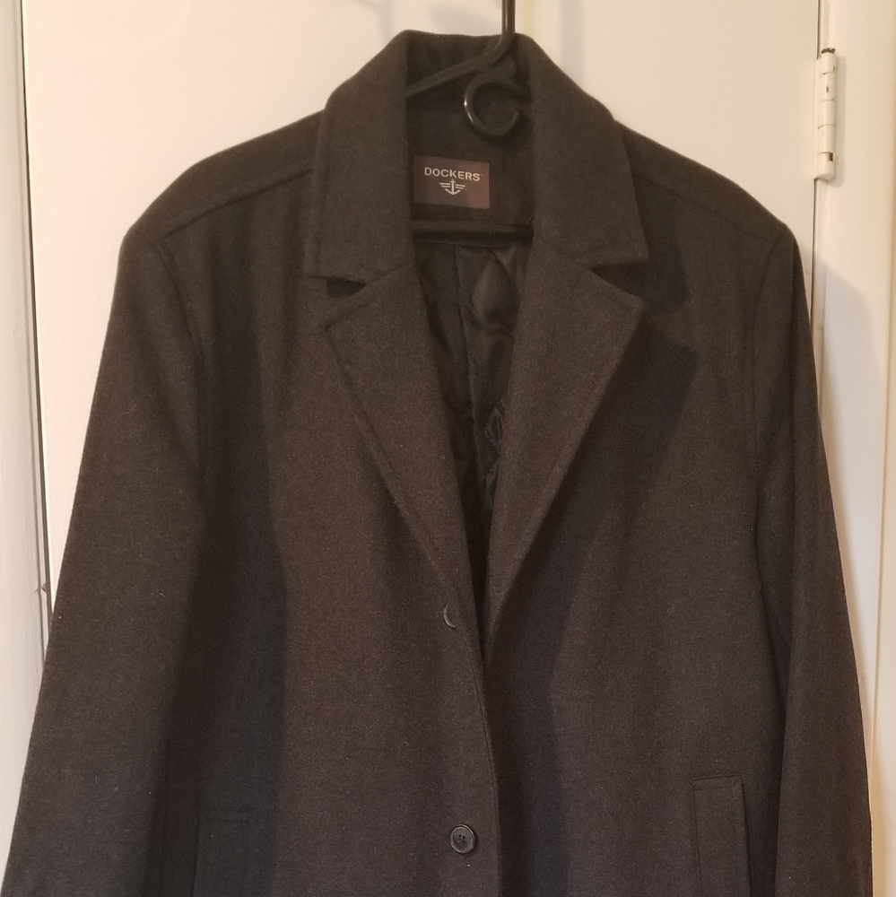 DOCKERS MENS GRAY WOOL BLEND COAT WOOL BLEND